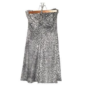 Susana Monaco Halter Dress Black White Silver Sz M